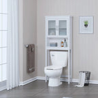 Spirich Home Scaffale da bagno sopra il WC, organizer per armadietto da bagno con anta in vetro temperato Moru