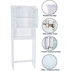 Spirich Home Scaffale da bagno sopra il WC, organizer per armadietto da bagno con anta in vetro temperato Moru