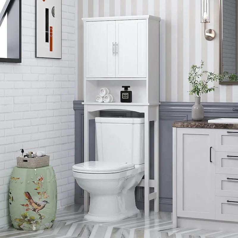 Spirich Home Mobiletto da Bagno Sopra il WC, Scaffale Bagno Sopra il Water, Salvaspazio Organizzatore Bagno, Bianco