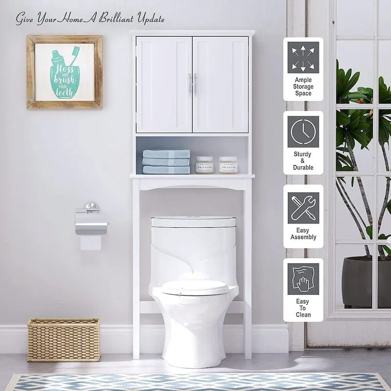 Spirich Home Mobiletto da Bagno Sopra il WC, Scaffale Bagno Sopra il Water, Salvaspazio Organizzatore Bagno, Bianco
