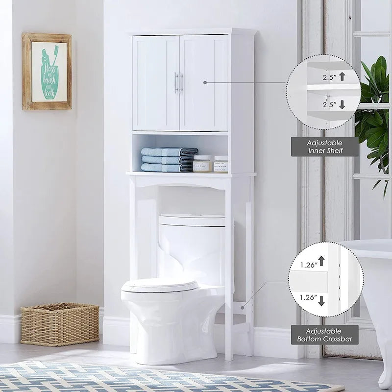 Spirich Home Mobiletto da Bagno Sopra il WC, Scaffale Bagno Sopra il Water, Salvaspazio Organizzatore Bagno, Bianco