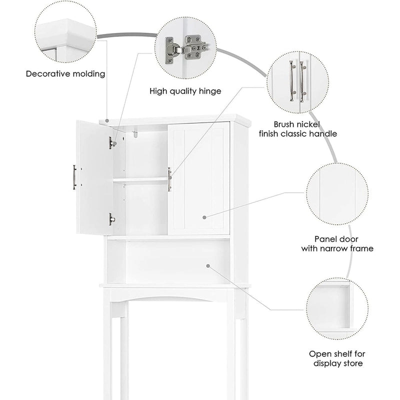 Spirich Home Mobiletto da Bagno Sopra il WC, Scaffale Bagno Sopra il Water, Salvaspazio Organizzatore Bagno, Bianco