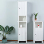 Armoire de salle de bain en MDF blanc, 170 cm de haut, avec lingère