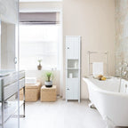 Armoire de salle de bain en MDF blanc, 170 cm de haut, avec lingère