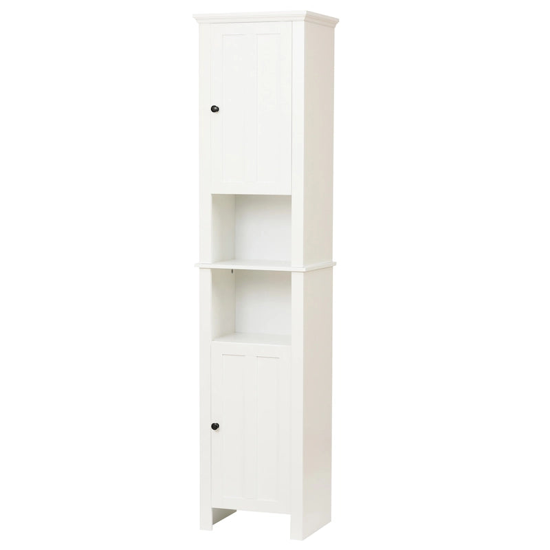 Armoire de salle de bain en MDF blanc, 170 cm de haut, avec lingère