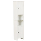 Armoire de salle de bain en MDF blanc, 170 cm de haut, avec lingère