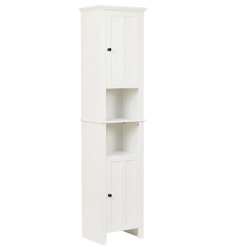 Armoire de salle de bain en MDF blanc, 170 cm de haut, avec lingère