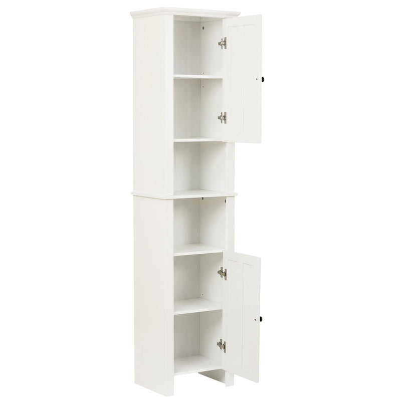 Armoire de salle de bain en MDF blanc, 170 cm de haut, avec lingère