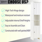 Armoire de salle de bain en MDF blanc, 170 cm de haut, avec lingère