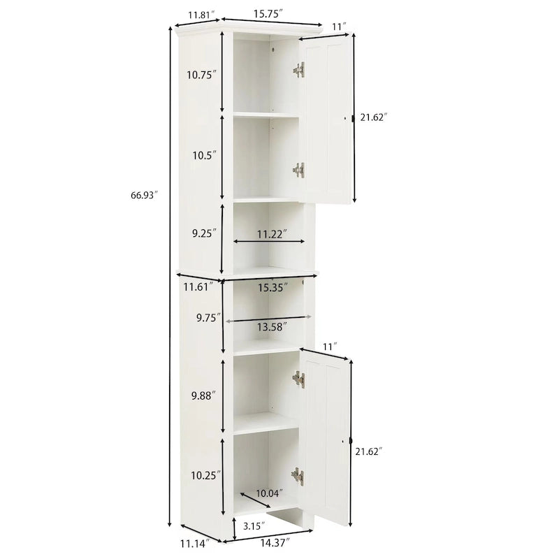 Armoire de salle de bain en MDF blanc, 170 cm de haut, avec lingère
