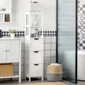 kleankin Mobiletto stretto da bagno con 3 cassetti e ripiano a 2 livelli, armadio alto autoportante, colonna per biancheria, organizer angolare sottile