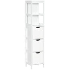 kleankin Mobiletto stretto da bagno con 3 cassetti e ripiano a 2 livelli, armadio alto autoportante, colonna per biancheria, organizer angolare sottile