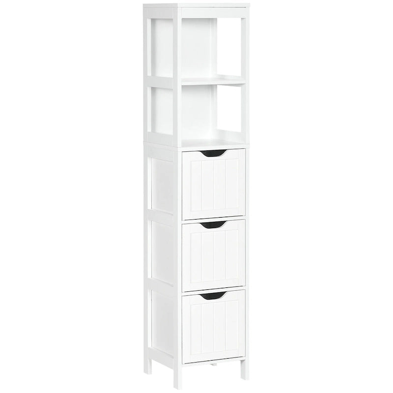 kleankin Mobiletto stretto da bagno con 3 cassetti e ripiano a 2 livelli, armadio alto autoportante, colonna per biancheria, organizer angolare sottile