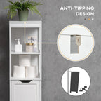 kleankin Mobiletto stretto da bagno con 3 cassetti e ripiano a 2 livelli, armadio alto autoportante, colonna per biancheria, organizer angolare sottile