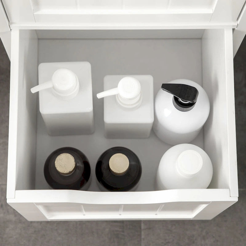 kleankin Mobiletto stretto da bagno con 3 cassetti e ripiano a 2 livelli, armadio alto autoportante, colonna per biancheria, organizer angolare sottile