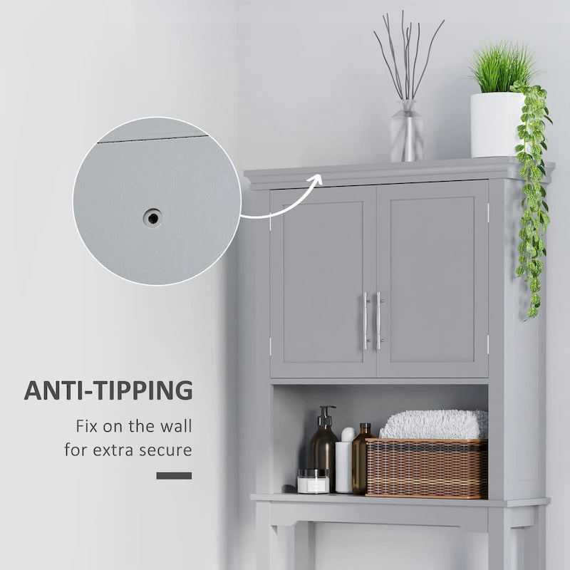 kleankin Meuble de Rangement WC Moderne, Organisateur de Salle de Bain à Double Porte