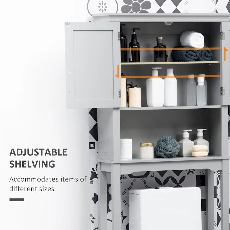 kleankin Meuble de Rangement WC Moderne, Organisateur de Salle de Bain à Double Porte