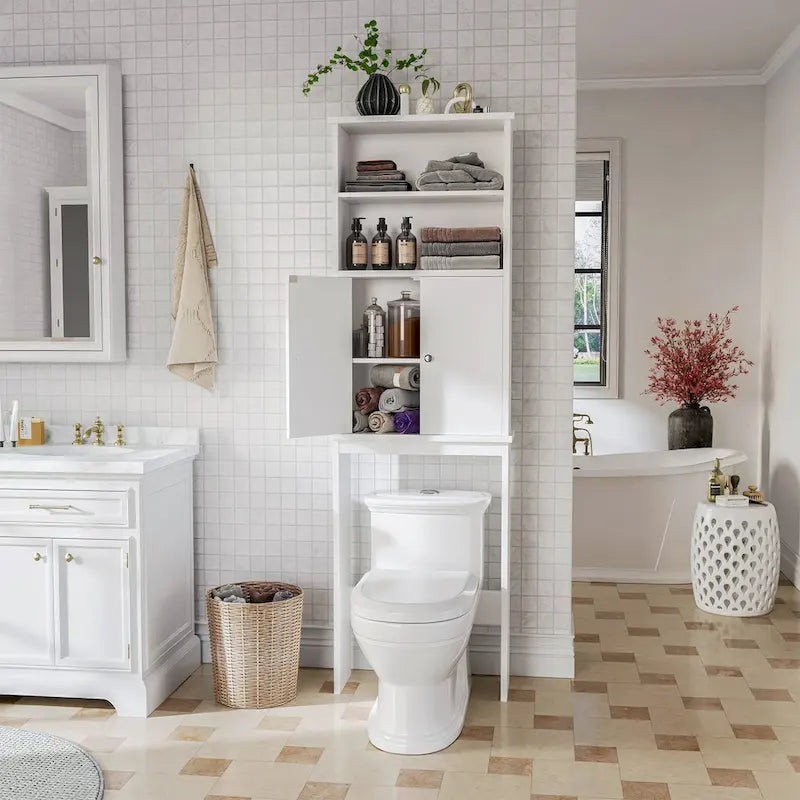 Futzca Mobiletto Pensile da Bagno Sopra il WC con Ante