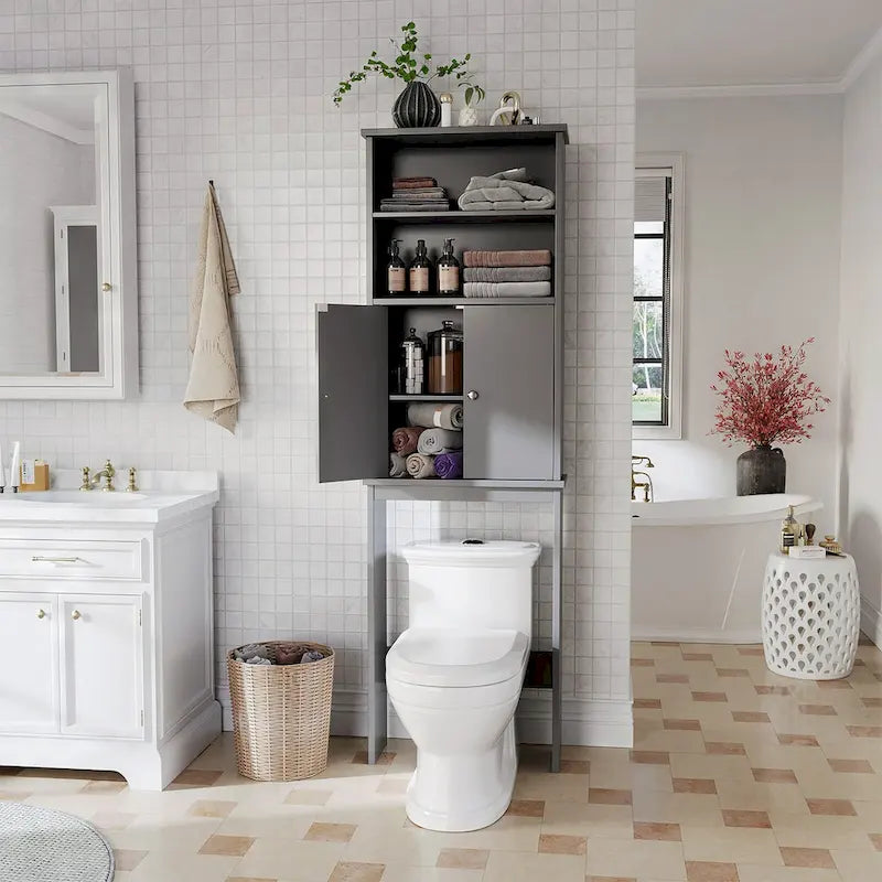Futzca Mobiletto Pensile da Bagno Sopra il WC con Ante