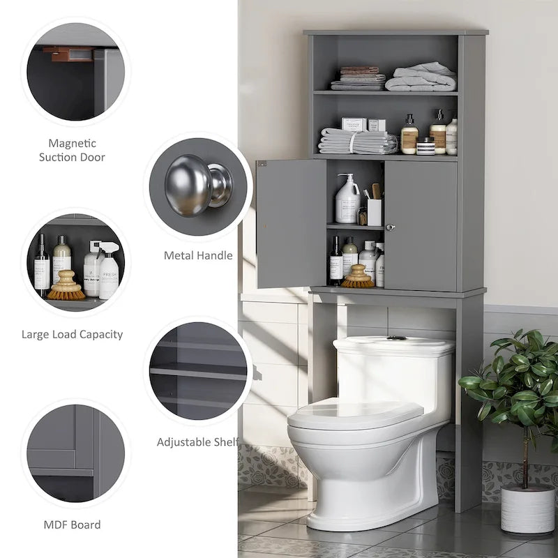 Futzca Mobiletto Pensile da Bagno Sopra il WC con Ante