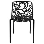 LeisureMod Devon Set da pranzo da esterno in alluminio a 3 pezzi con tavolo con piano in vetro temperato e 2 sedie impilabili con design floreale