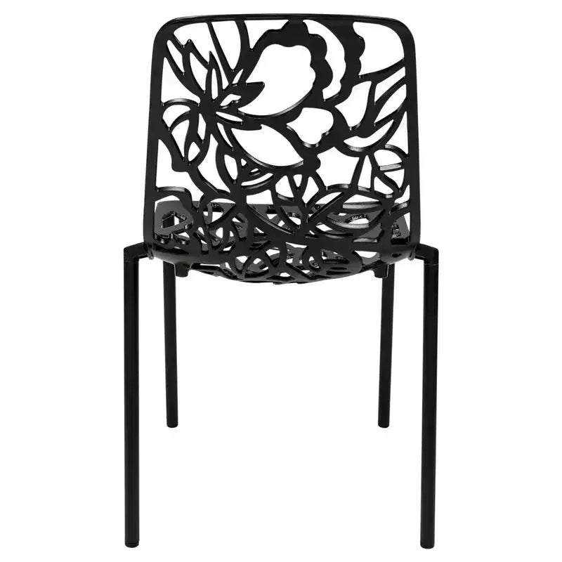 LeisureMod Devon Set da pranzo da esterno in alluminio a 3 pezzi con tavolo con piano in vetro temperato e 2 sedie impilabili con design floreale