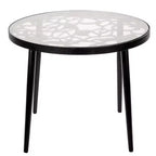 LeisureMod Devon Set da pranzo da esterno in alluminio a 3 pezzi con tavolo con piano in vetro temperato e 2 sedie impilabili con design floreale