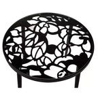 LeisureMod Devon Set da pranzo da esterno in alluminio a 3 pezzi con tavolo con piano in vetro temperato e 2 sedie impilabili con design floreale