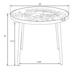 LeisureMod Devon Set da pranzo da esterno in alluminio a 3 pezzi con tavolo con piano in vetro temperato e 2 sedie impilabili con design floreale