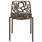 LeisureMod Devon Set da pranzo da esterno in alluminio a 3 pezzi con tavolo con piano in vetro temperato e 2 sedie impilabili con design floreale