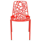 LeisureMod Devon Set da pranzo da esterno in alluminio a 3 pezzi con tavolo con piano in vetro temperato e 2 sedie impilabili con design floreale