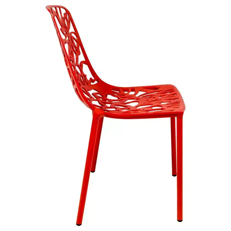 LeisureMod Devon Set da pranzo da esterno in alluminio a 3 pezzi con tavolo con piano in vetro temperato e 2 sedie impilabili con design floreale