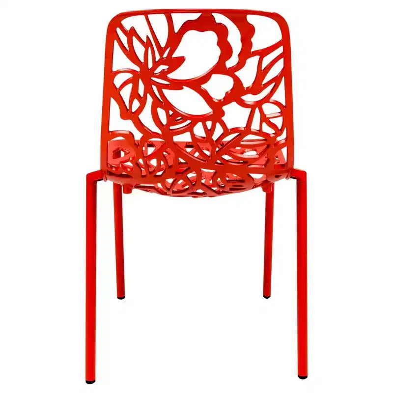 LeisureMod Devon Set da pranzo da esterno in alluminio a 3 pezzi con tavolo con piano in vetro temperato e 2 sedie impilabili con design floreale
