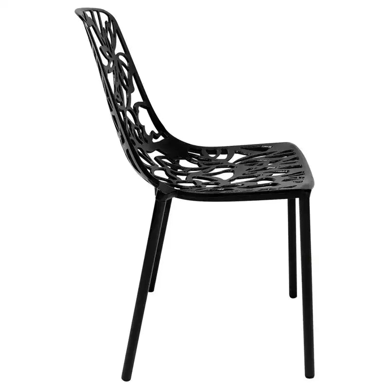 LeisureMod Devon Set da pranzo da esterno in alluminio a 3 pezzi con tavolo con piano in vetro temperato e 2 sedie impilabili con design floreale