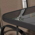 Outsunny Set di mobili da giardino da 8 pezzi con ombrellone, tavolo e sedie da pranzo per esterni, 6 sedie, parasole inclinabile con pulsante e manovella, piano in vetro