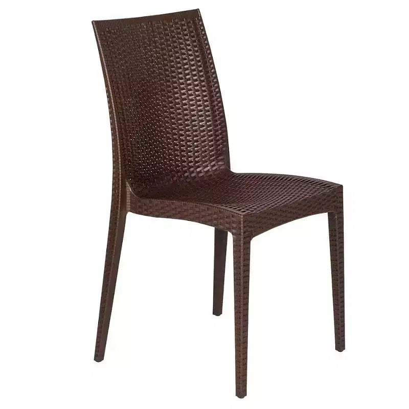 LeisureMod Mace Set da Pranzo Rettangolare da Esterno Mid-Century da 7 Pezzi con 4 Sedie Laterali e 2 Poltrone