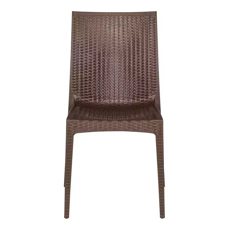 LeisureMod Mace Set da Pranzo Rettangolare da Esterno Mid-Century da 7 Pezzi con 4 Sedie Laterali e 2 Poltrone