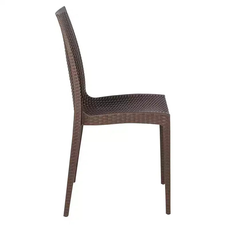 LeisureMod Mace Set da Pranzo Rettangolare da Esterno Mid-Century da 7 Pezzi con 4 Sedie Laterali e 2 Poltrone