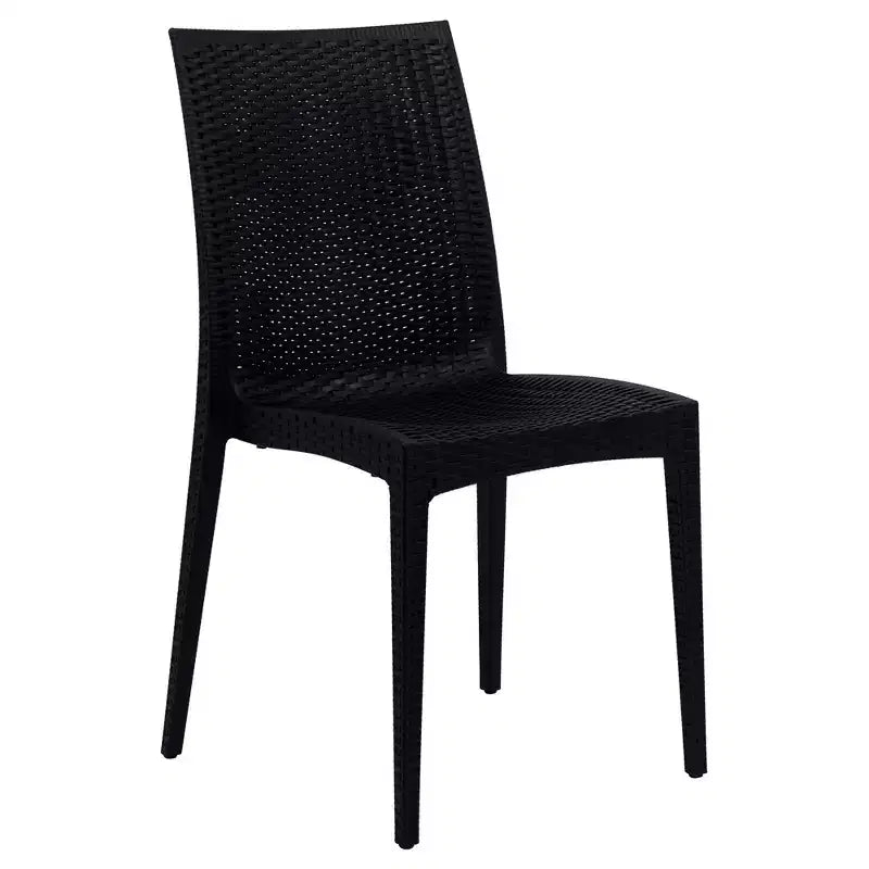 LeisureMod Mace Set da Pranzo Rettangolare da Esterno Mid-Century da 7 Pezzi con 4 Sedie Laterali e 2 Poltrone