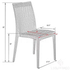 LeisureMod Mace Set da Pranzo Rettangolare da Esterno Mid-Century da 7 Pezzi con 4 Sedie Laterali e 2 Poltrone