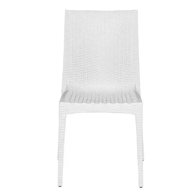 LeisureMod Mace Set da Pranzo Rettangolare da Esterno Mid-Century da 7 Pezzi con 4 Sedie Laterali e 2 Poltrone