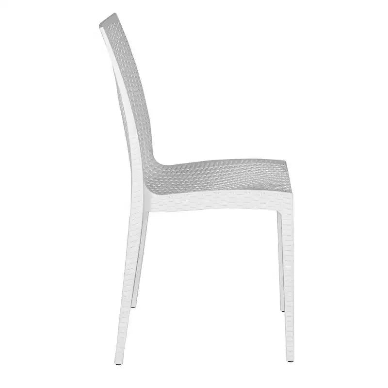 LeisureMod Mace Set da Pranzo Rettangolare da Esterno Mid-Century da 7 Pezzi con 4 Sedie Laterali e 2 Poltrone
