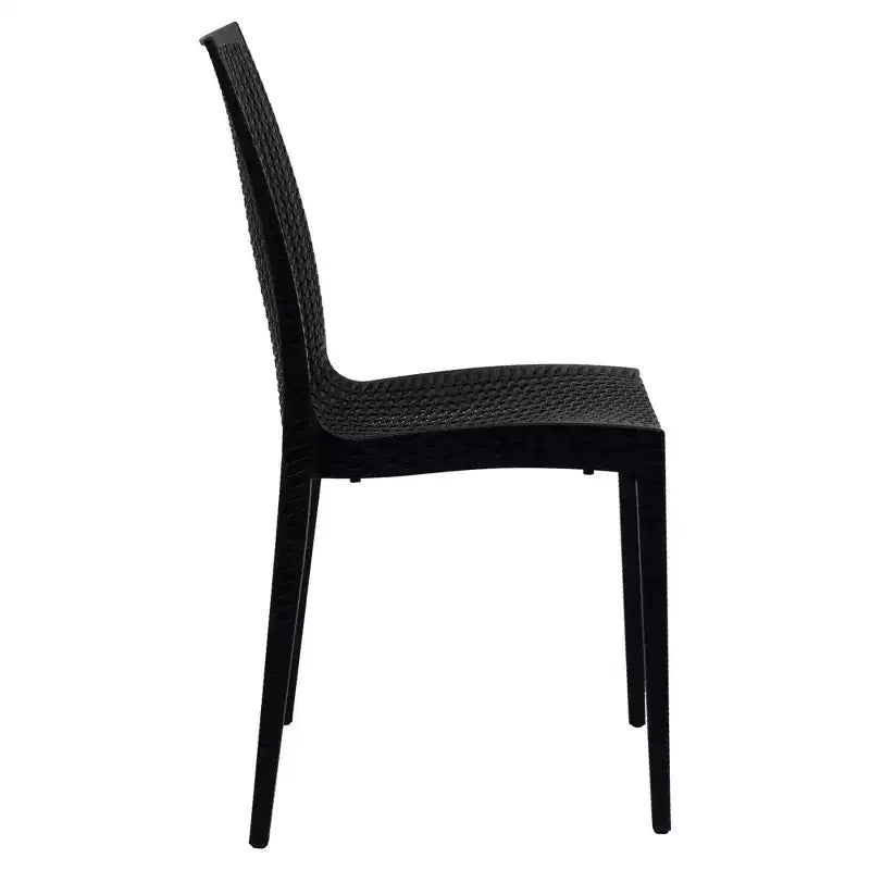 LeisureMod Mace Set da Pranzo Rettangolare da Esterno Mid-Century da 7 Pezzi con 4 Sedie Laterali e 2 Poltrone
