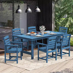Set da pranzo da esterno Hyleory 7 pezzi, tavolo rettangolare da 170 cm con foro per ombrellone e 6 sedie