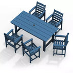 Set da pranzo da esterno Hyleory 7 pezzi, tavolo rettangolare da 170 cm con foro per ombrellone e 6 sedie