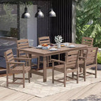 Set da pranzo da esterno Hyleory 7 pezzi, tavolo rettangolare da 170 cm con foro per ombrellone e 6 sedie