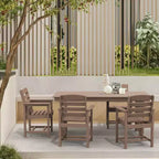 Set da pranzo da esterno Hyleory 7 pezzi, tavolo rettangolare da 170 cm con foro per ombrellone e 6 sedie