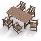 Set da pranzo da esterno Hyleory 7 pezzi, tavolo rettangolare da 170 cm con foro per ombrellone e 6 sedie
