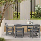 Set da pranzo da esterno Hyleory 7 pezzi, tavolo rettangolare da 170 cm con foro per ombrellone e 6 sedie