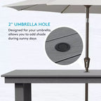 Set da pranzo da esterno Hyleory 7 pezzi, tavolo rettangolare da 170 cm con foro per ombrellone e 6 sedie